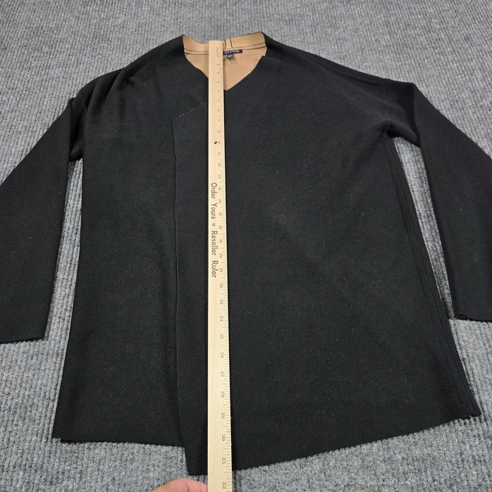Eileen Fisher‎ Wrap Knit Cardigan Womens Small Black V Neck Silk Blend Stretch